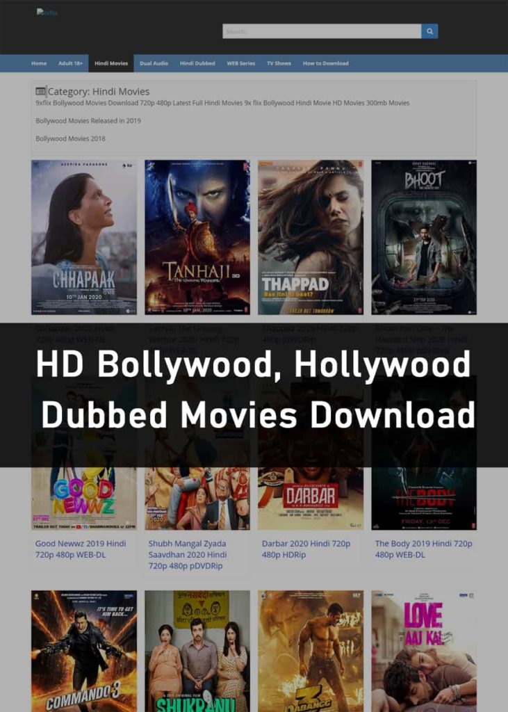 9xflix 2020 HD Bollywood, Hollywood Dubbed Movies Download