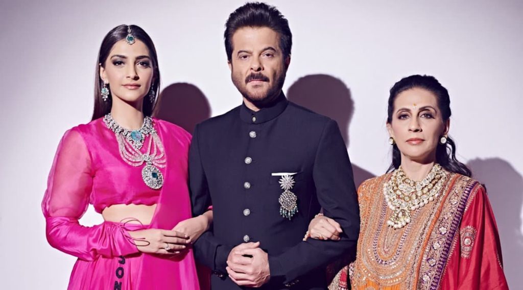 sonam with her father and mother